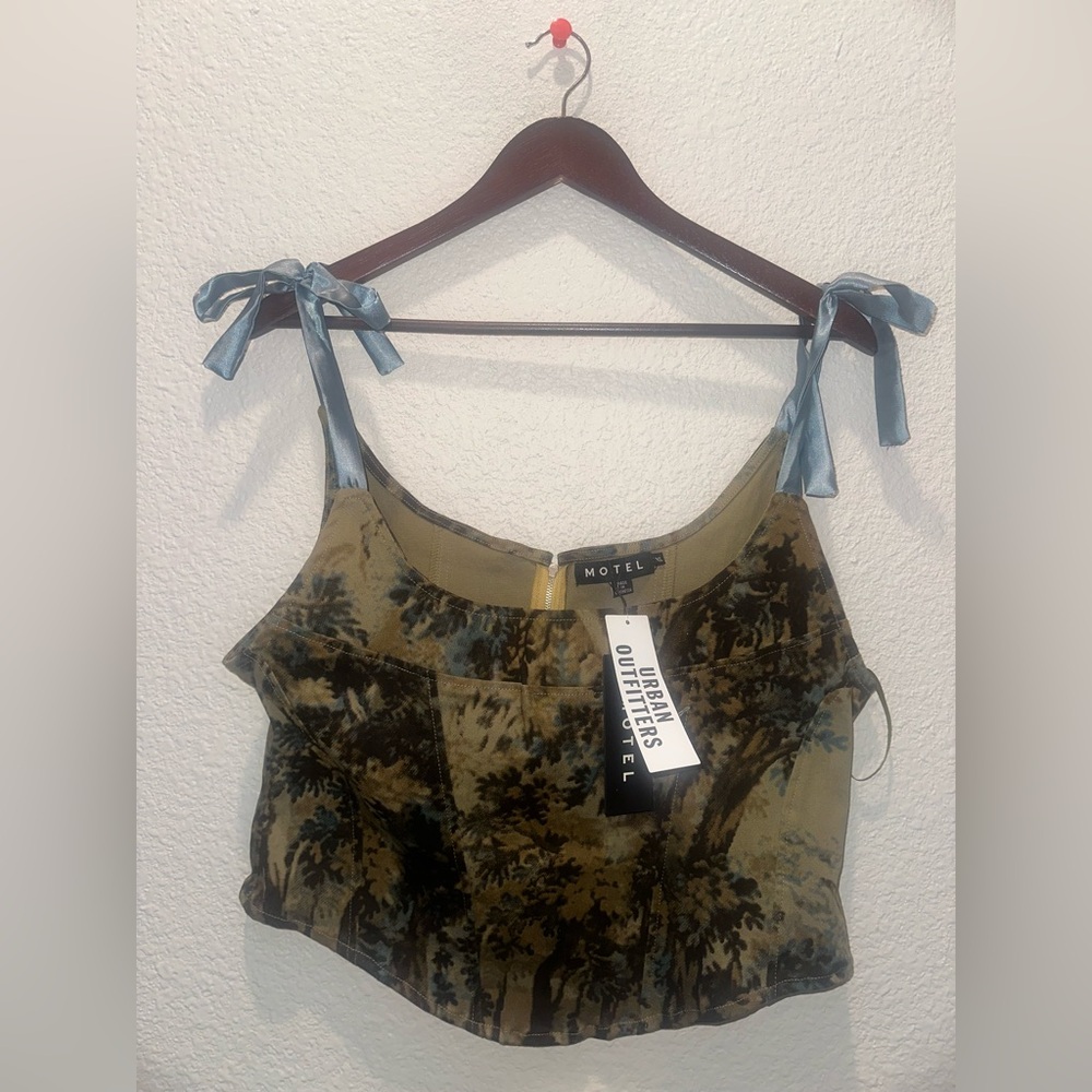 Motel Rocks Women's Sage and Brown Corset Top